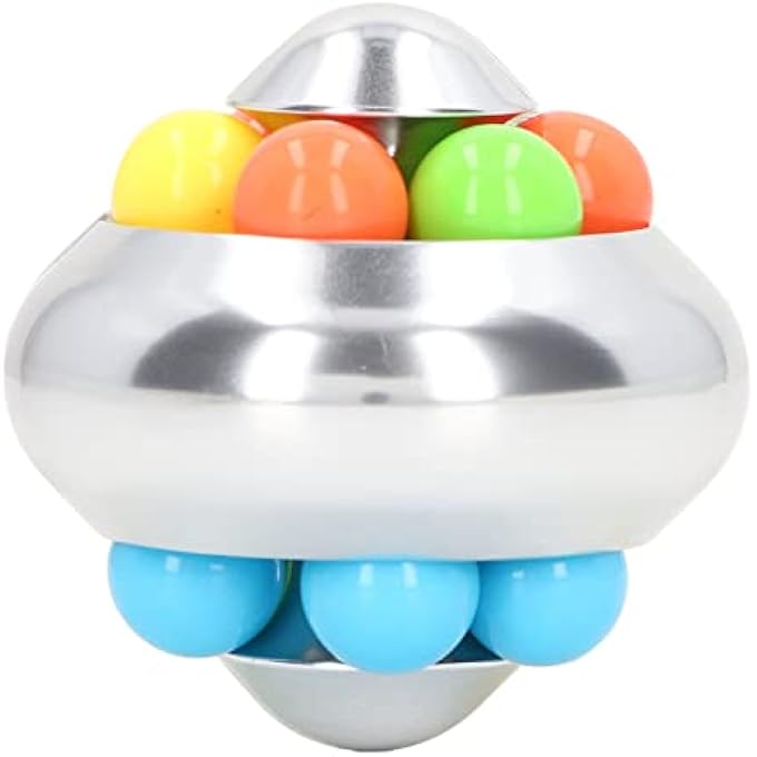KOSDFOGE Rotating Ball Puzzle Toy Adult Teenager Portable Funny Stress Relief Bead Rotation Toy for Home Office(Elegant Silver) - Image 1