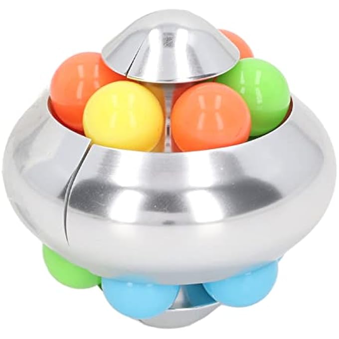 KOSDFOGE Rotating Ball Puzzle Toy Adult Teenager Portable Funny Stress Relief Bead Rotation Toy for Home Office(Elegant Silver) - Image 2