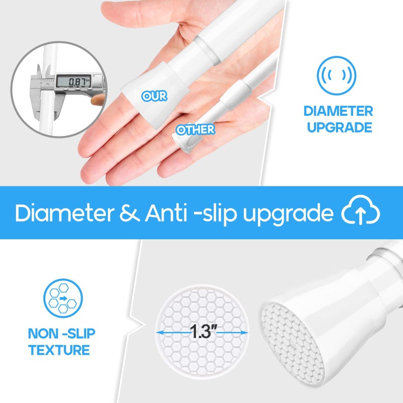ZipGlo Tension Curtain Rod 1pcs Tension Rods For Windows 28 To 48 Inch Spring Adjustable White Tension Curtain Rod of Bathroom Window Curtain Rod Non Slip Tension Rod - Image 2