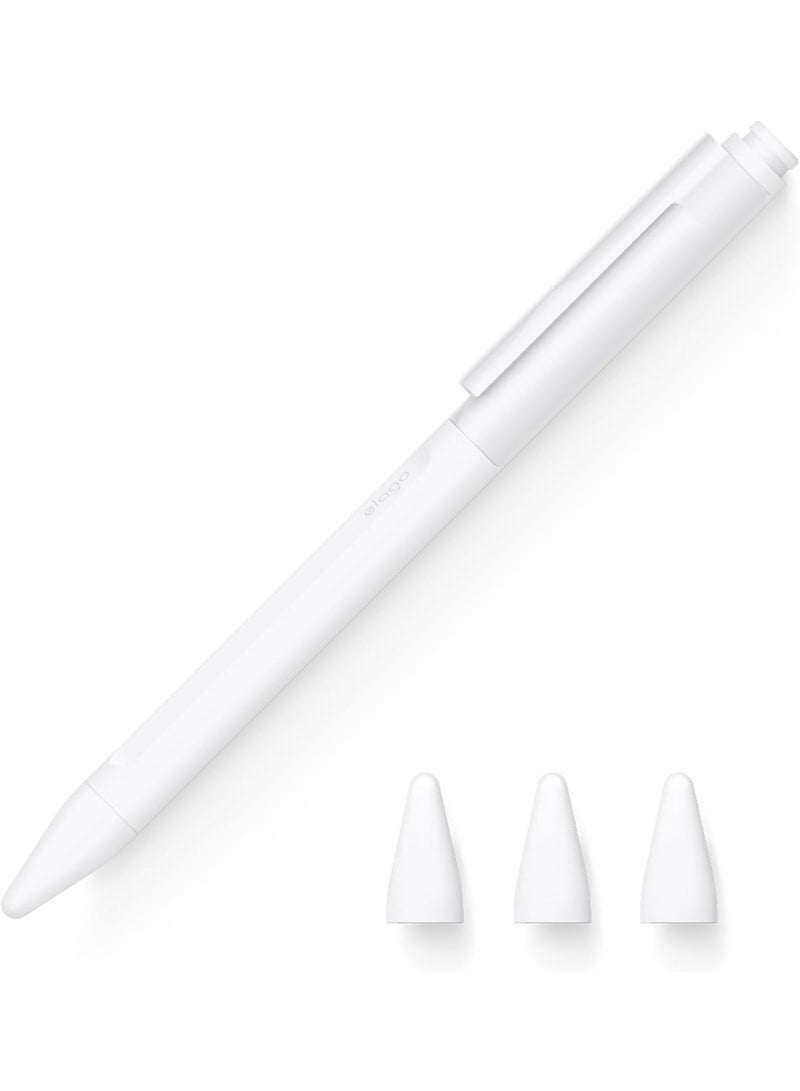 Elago Pencil Clip Silicone for Apple Pencil 2 2nd Generation Tip Case Cover Compatible with Magnetic Charging and Double Tap - White - Image 1