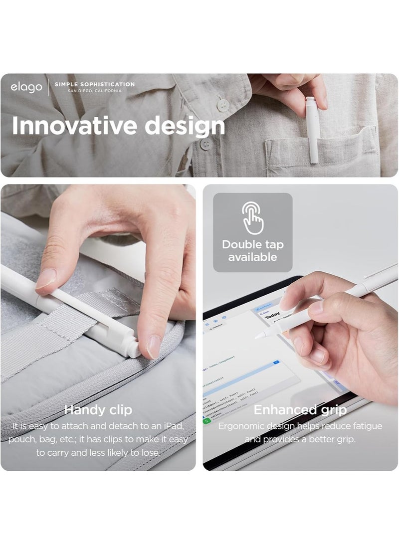 Elago Pencil Clip Silicone for Apple Pencil 2 2nd Generation Tip Case Cover Compatible with Magnetic Charging and Double Tap - White - Image 3