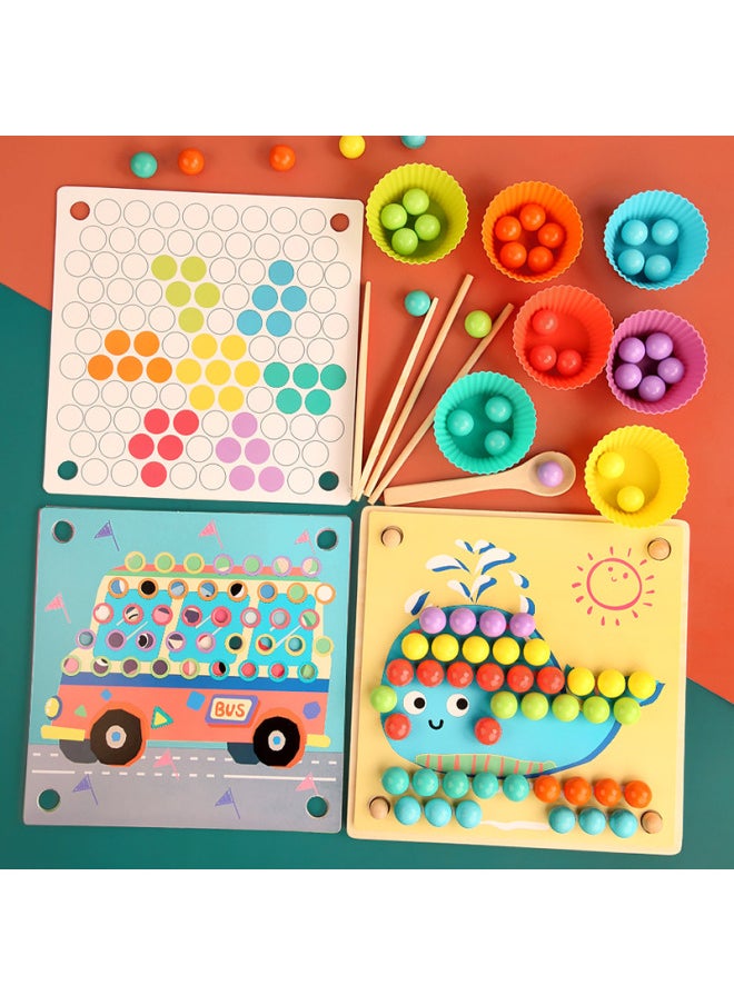 Fun Squirrel Clip Music Game Puzzle Focus Training Clip Beads Baby Color Classification Multifunctional Wooden Toys-Color:YF-advanced Clip Beads  - Image 2