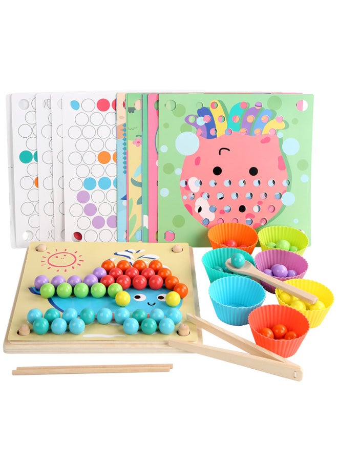 Fun Squirrel Clip Music Game Puzzle Focus Training Clip Beads Baby Color Classification Multifunctional Wooden Toys-Color:YF-advanced Clip Beads  - Image 1