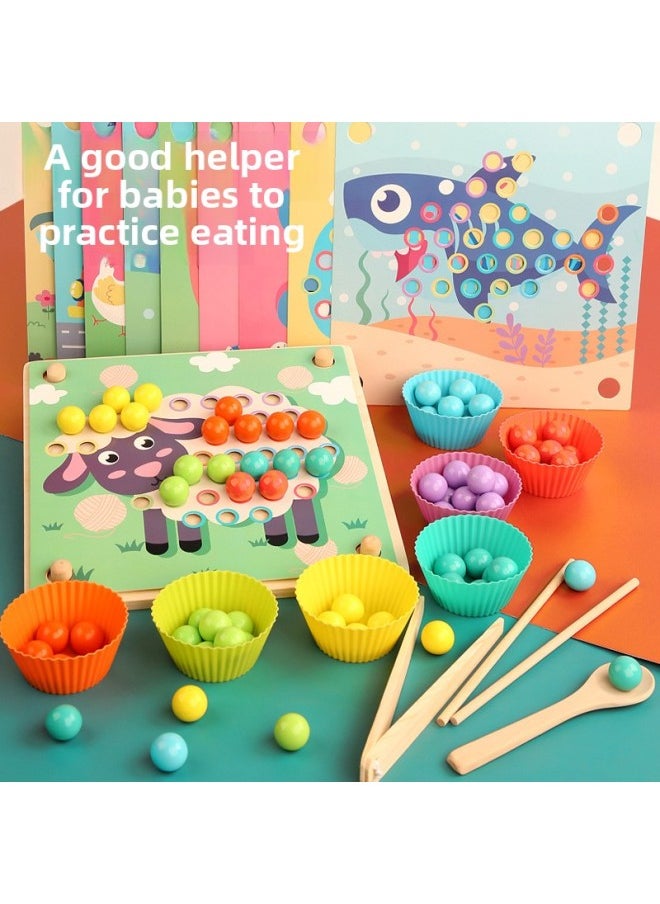 Fun Squirrel Clip Music Game Puzzle Focus Training Clip Beads Baby Color Classification Multifunctional Wooden Toys-Color:YF-advanced Clip Beads  - Image 3