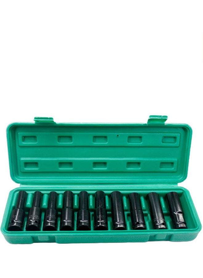 Loquat 10-Piece Carbon Steel Hex Impact Socket Set Black 30.50X5.50X11.00cm  - Image 1