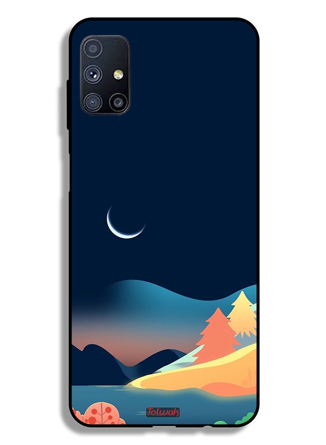 Tolwak Samsung Galaxy M51 Protective Case Cover Moon Abstract Drawing Art - Image 2