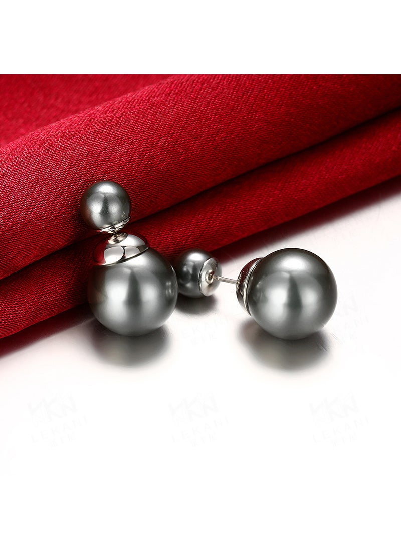 Generic - Chic Pearl Stud Earrings for Women AKE052-D white gold black pearl stud earrings - Image 1
