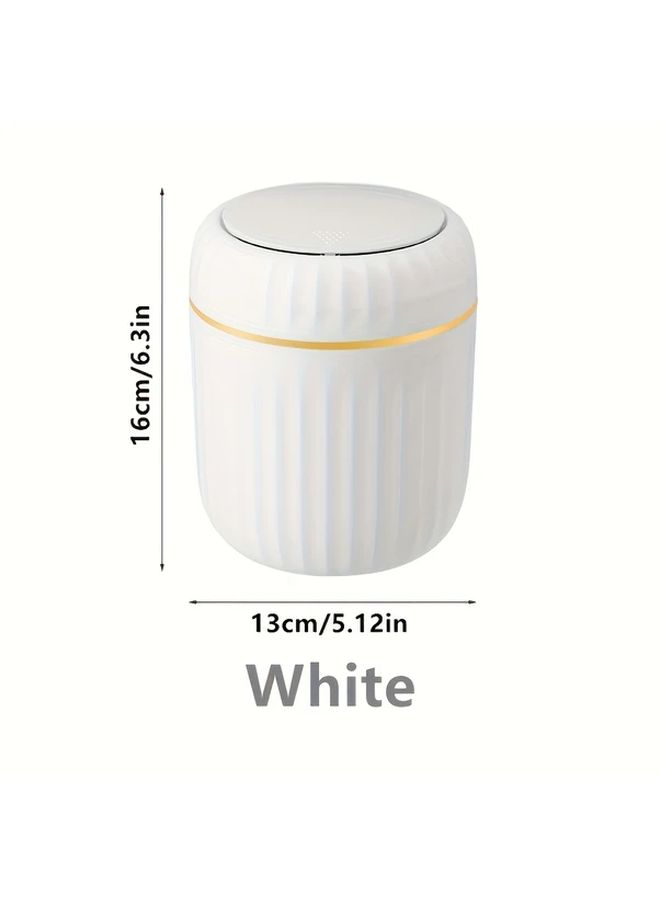 سلة مهملات مكتبية صغيرة بيضاء مع غطاء، مدمجة للمكتب والمنزل - Image 3