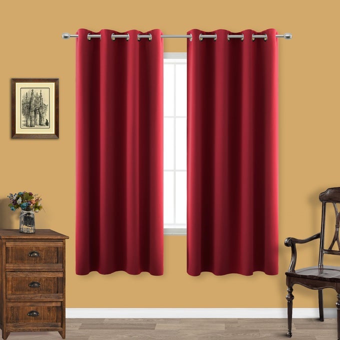 Red Room Darkening Blackout Curtains 63 Inch Length for Dining Room 2 Panels Set Thermal Light Blocking Curtains for Living Room Boys Bedroom Kid Gamer 63 Long
