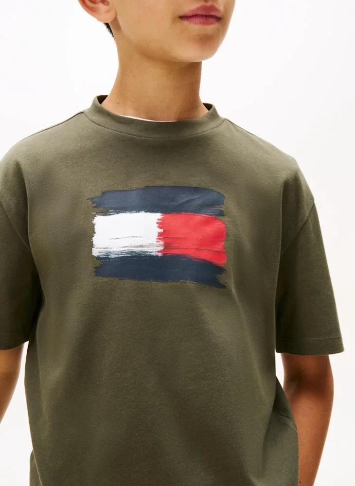 TOMMY HILFIGER Kids Flag Crew Neck T-Shirt