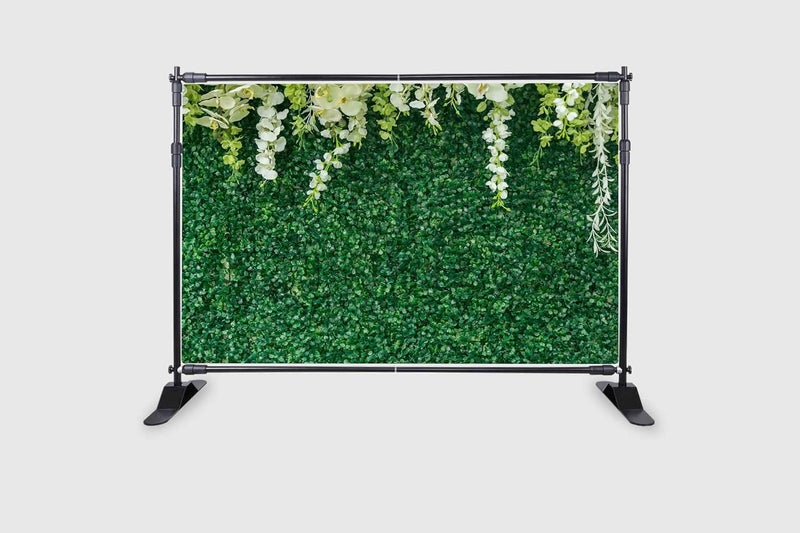 Backdropon Greening Background with Flowers Green Leaves White Flower Photo Backgrounds for Wedding Reception Ceremony Birthday Party Decoration Size 5Feet Height and 8Feet Width(5 * 8) - Image 2