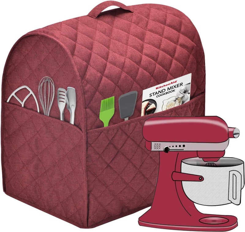 Zbeiur غطاء خلاط قائم متوافق مع خلاط Kitchenaid، يناسب جميع موديلات الرأس المائل ورفع الوعاء مع حقيبة تنظيم 3 للإكسسوارات. (أحمر داكن، للرأس المائل 4.5-5 كوارت)… - Image 2