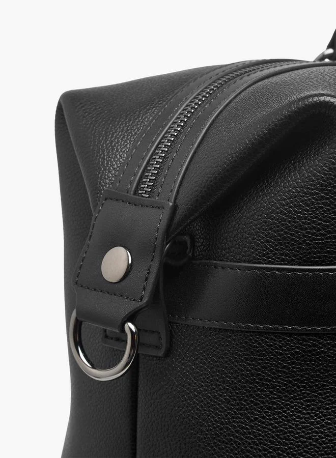 DUCHINI BLACK Solid Duffle Bag with Zip Closure and Detachable Strap for Men | Best Price UAE