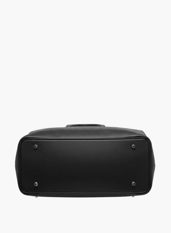 DUCHINI BLACK Solid Duffle Bag with Zip Closure and Detachable Strap for Men | Best Price UAE