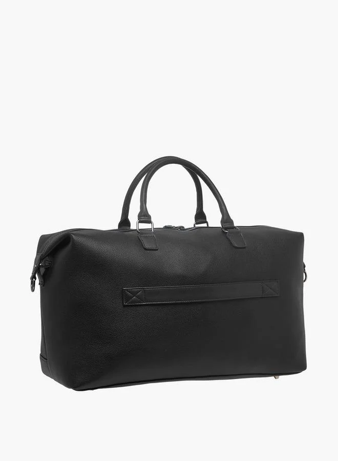 DUCHINI BLACK Solid Duffle Bag with Zip Closure and Detachable Strap for Men | Best Price UAE