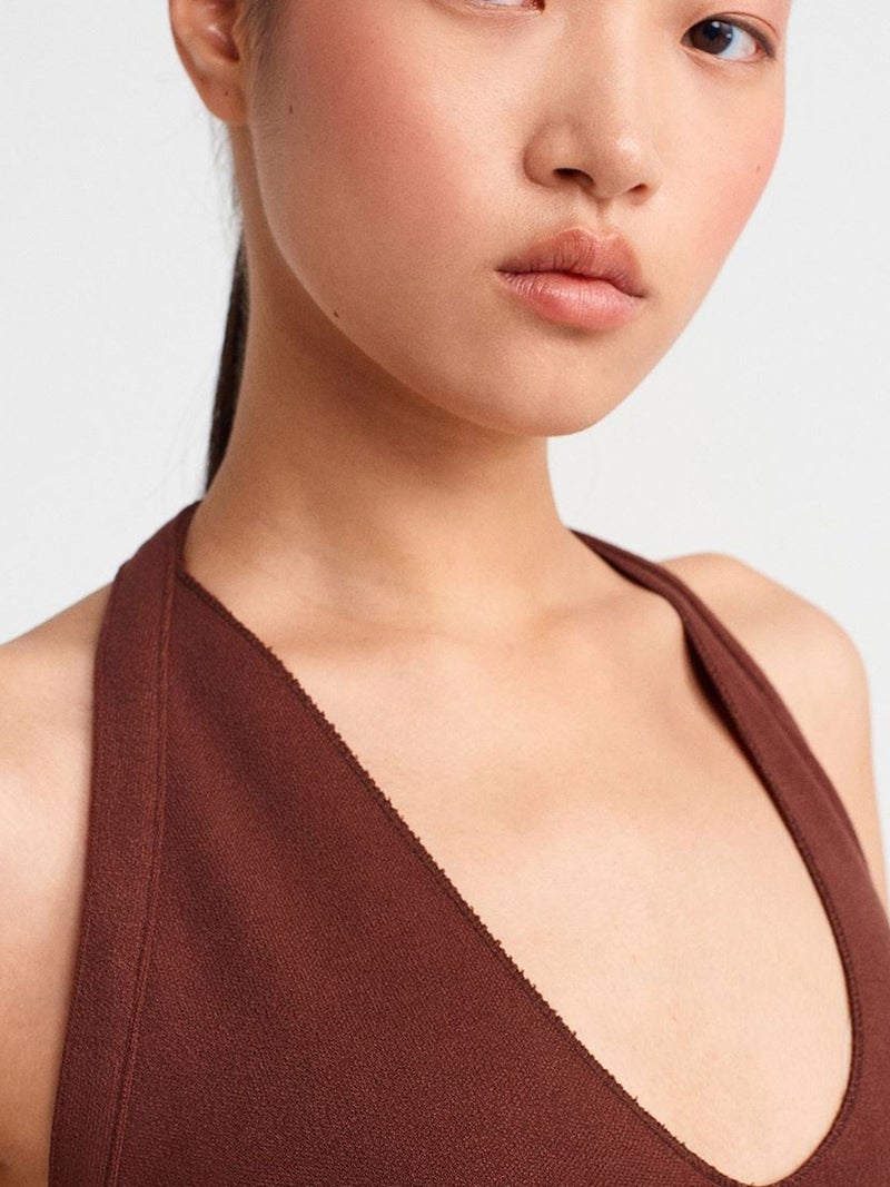 DILVIN Halter Cut-Out Jersey Blouse - Image 3