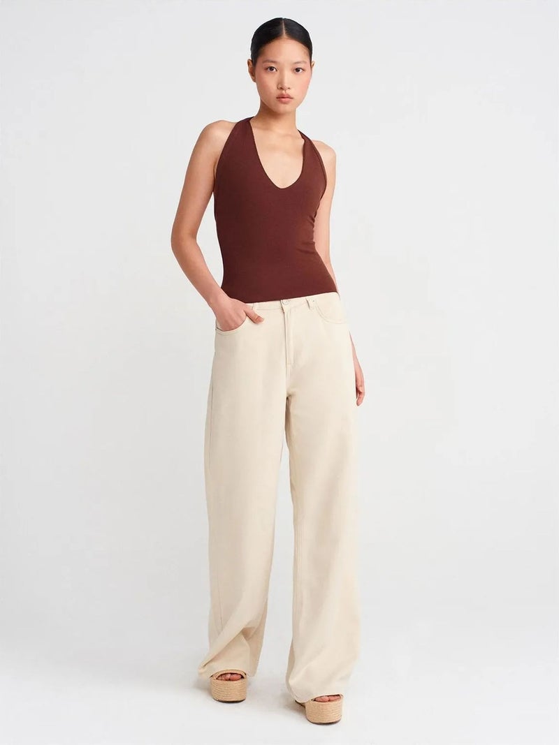 DILVIN Halter Cut-Out Jersey Blouse - Image 4
