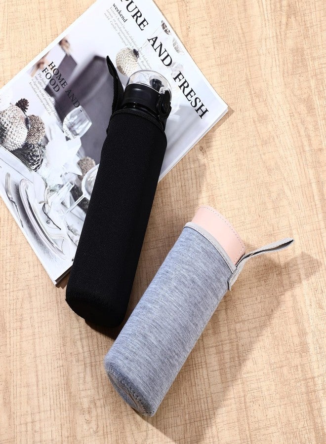 Zhehao 2 Pieces Neoprene Water Bottle Sleeve 18 oz - 19.4 oz Carrier Nylon Bottle Cover for Sport Portable Glass Drink Cup, 550 ml Black and Grey - Image 4
