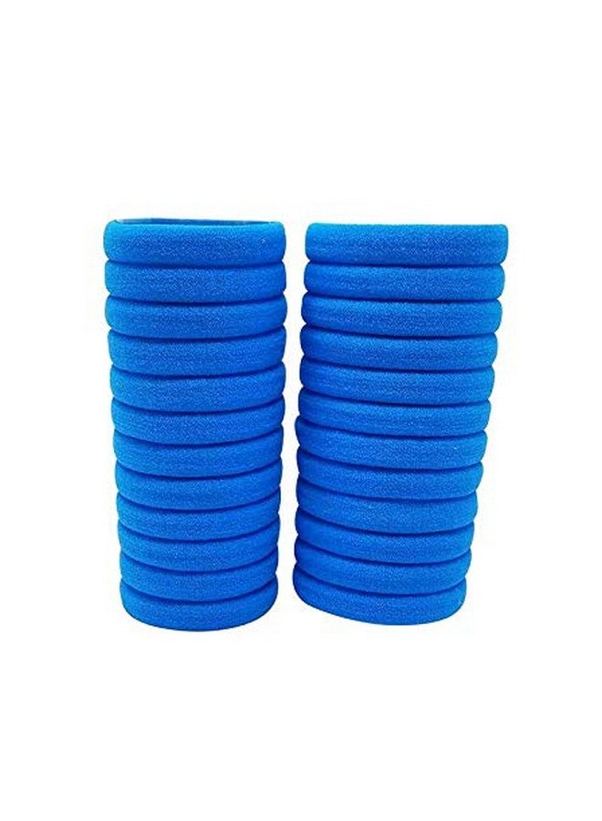 Elina Blue Colour Elastic Hair Rubber Band Long Lasting Allday Wear Ponytail Holders Medium size, for Women, School Girls (Pack of 24) - Image 1