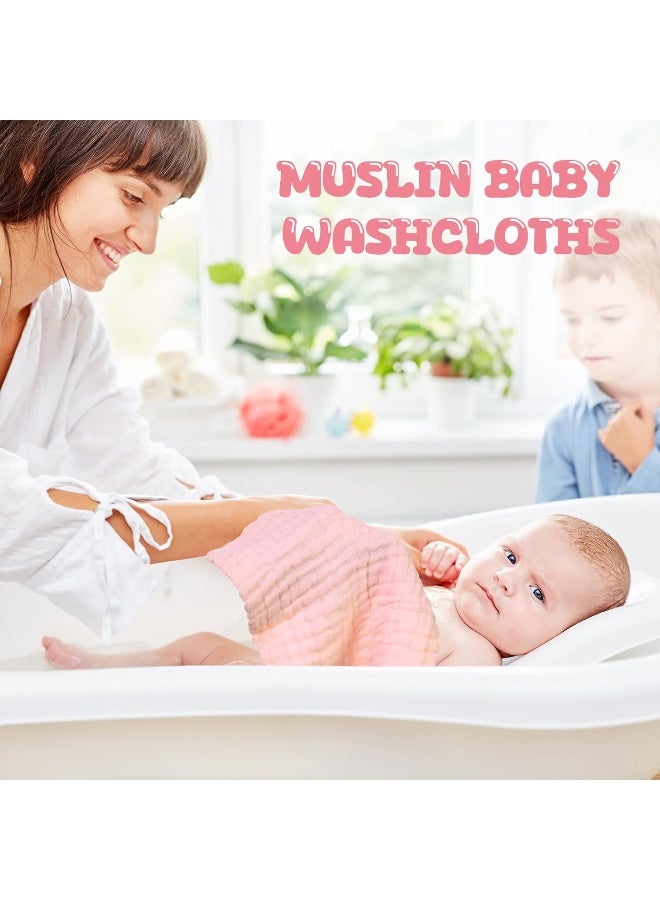 Breling 20 Pcs Baby Muslin Washcloths Natural Cotton Wipes Soft Newborn Baby Face Towel Absorbent Muslin Washcloth for Sensitive Skin 12 x 12 Inch(Powder Pink, White, Pink) - Image 5