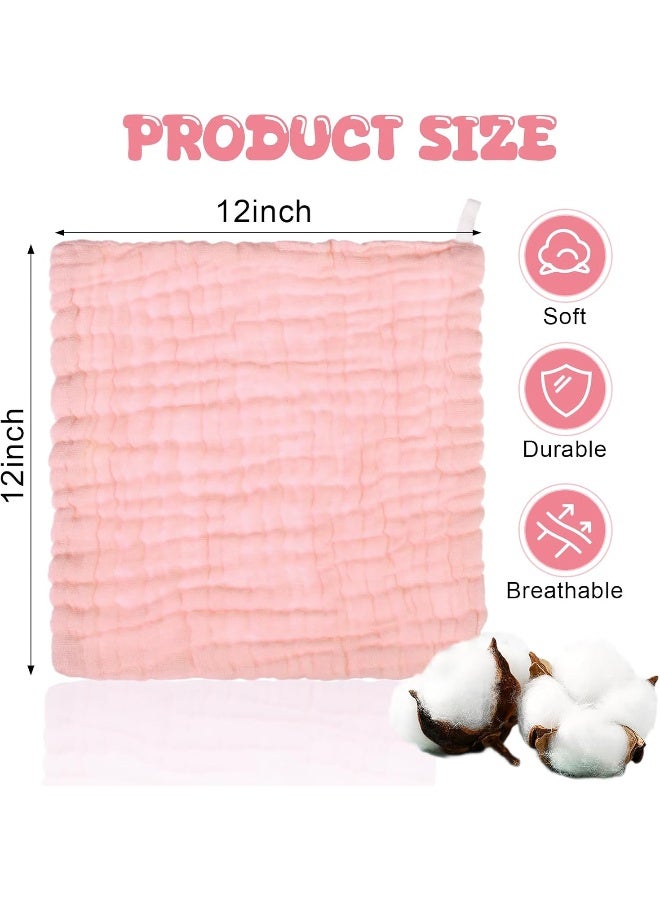 Breling 20 Pcs Baby Muslin Washcloths Natural Cotton Wipes Soft Newborn Baby Face Towel Absorbent Muslin Washcloth for Sensitive Skin 12 x 12 Inch(Powder Pink, White, Pink) - Image 2