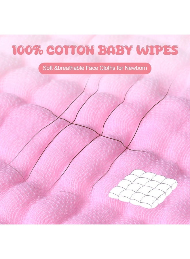 Breling 20 Pcs Baby Muslin Washcloths Natural Cotton Wipes Soft Newborn Baby Face Towel Absorbent Muslin Washcloth for Sensitive Skin 12 x 12 Inch(Powder Pink, White, Pink) - Image 3