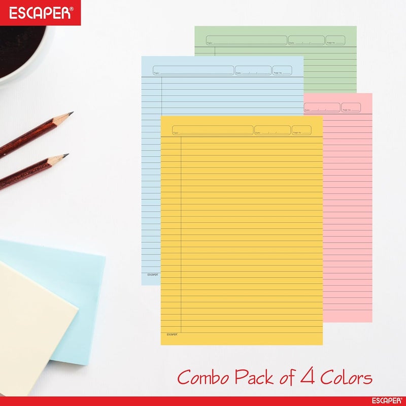 ESCAPER One Side A4 Ruled Colour Sheets – Single Side Ruled Paper, 90 GSM Thick Paper, For School Projects, Assignments, Content Writing & Office Use (Mix Pack, 100 Sheets) - Image 4