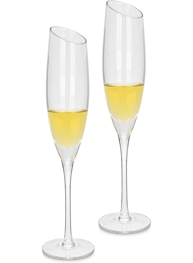 Set Of 2 Champagne Glass 190ml, Drinkware Glass Set, Flutes Modern Elegant Gifts for Wedding, Anniversary, , Birthday Party  - Image 1