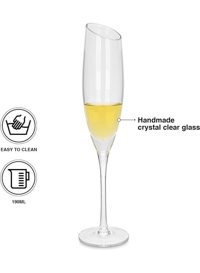 Set Of 2 Champagne Glass 190ml, Drinkware Glass Set, Flutes Modern Elegant Gifts for Wedding, Anniversary, , Birthday Party  - Image 3
