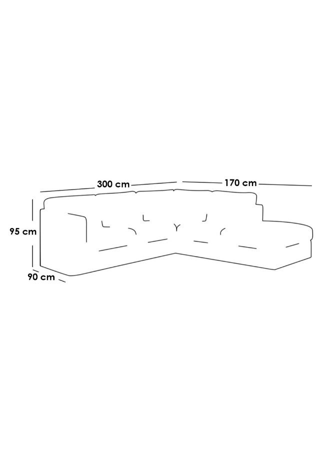 الهوم كنبة زاوية 5 مقاعد شكل حرفL   مقاس 300x170x95x90 سم - أزرق - Image 2