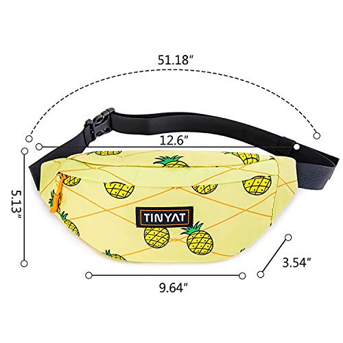 TINYAT Small Fanny Packs for Women Men Waist Bag Sling Bag Super Lightweight For Travel Cashier's box, Tool Kit T201(Pineapple) - Image 3