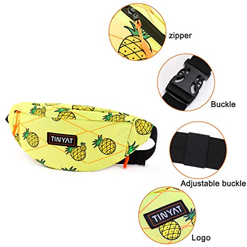 TINYAT Small Fanny Packs for Women Men Waist Bag Sling Bag Super Lightweight For Travel Cashier's box, Tool Kit T201(Pineapple) - Image 4