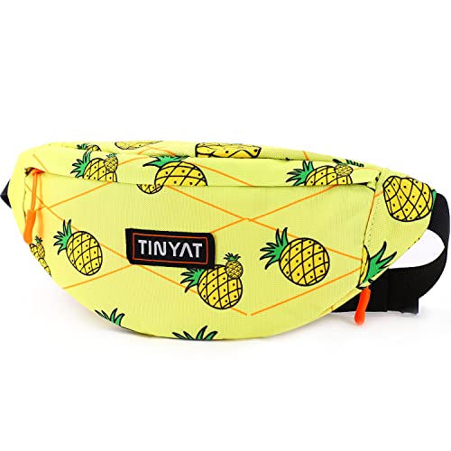 TINYAT Small Fanny Packs for Women Men Waist Bag Sling Bag Super Lightweight For Travel Cashier's box, Tool Kit T201(Pineapple) - Image 1