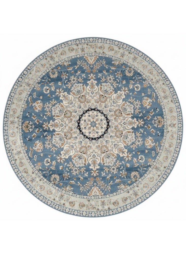 Retro Round Area Rug 120cm - Washable Non-Slip Crystal Velvet Carpet - Ultra Soft Bedside Rug for Living Room, Bedroom, Kitchen and Entryway (120x120cm, Vintage Style) - Image 1