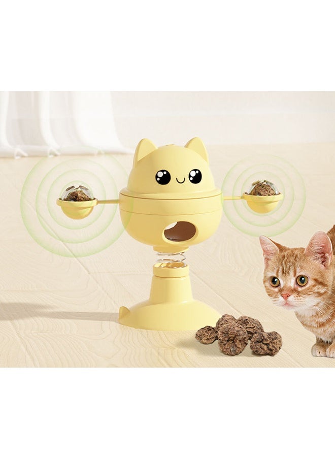 Turntable Spring Rotating Leaky Food Ball, Auto Balance Pet Food Dispenser - Brain Stimulation - Slow Feeder - Boredom Relief Kitten Toys, Interactive Training, Indoor Bored Cat (Blue) - Image 4