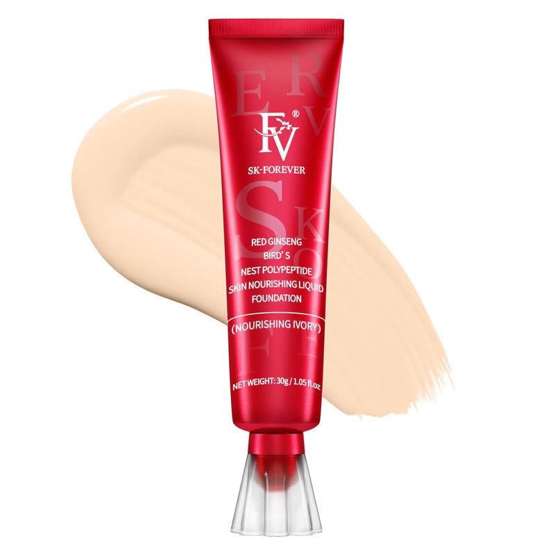 FV Dewy Liquid Foundation, Hydrating Smooth Formula & Lightweight, Longwear Medium-Full Coverage with Natural Finish, Waterproof Foundation for Dry/Combination Skin, 30g, Nourishing Ivory - Image 1