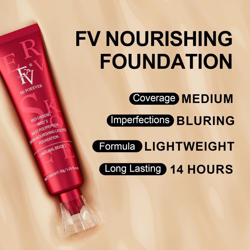 FV Dewy Liquid Foundation, Hydrating Smooth Formula & Lightweight, Longwear Medium-Full Coverage with Natural Finish, Waterproof Foundation for Dry/Combination Skin, 30g, Nourishing Ivory - Image 5