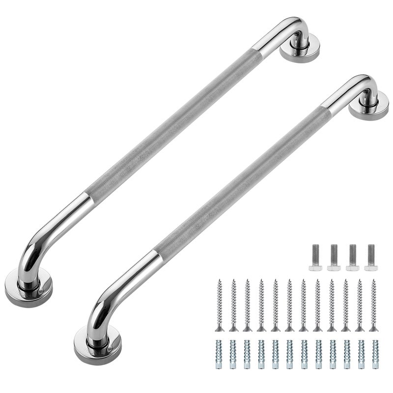 Ravinte Hardware Grab Bars for Shower 2 Pack 24Inch Anti Slip Shower Handles for Elderly Safety Shower Grab Bar Stainless Steel Handicap Grab Bars for Bathroom Polished Nickel 1 Diameter - Image 2