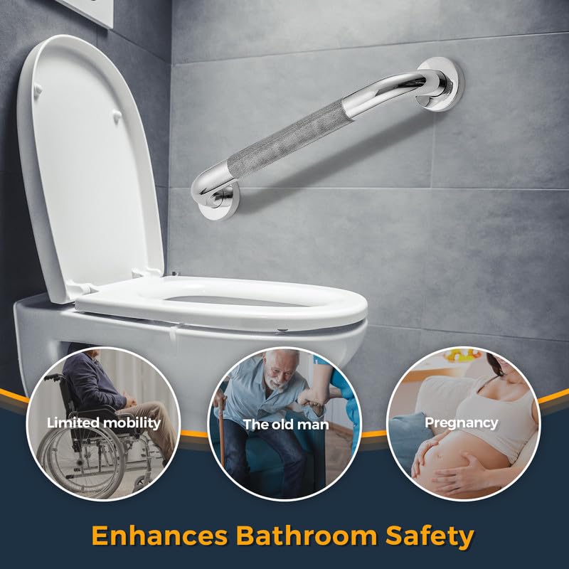 Ravinte Hardware Grab Bars for Shower 2 Pack 24Inch Anti Slip Shower Handles for Elderly Safety Shower Grab Bar Stainless Steel Handicap Grab Bars for Bathroom Polished Nickel 1 Diameter - Image 3