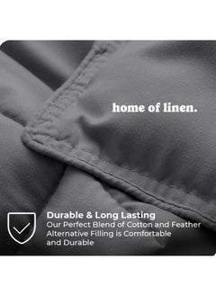 Home of linens Cotton - Plain - Heavy Comforter - 3.6Kgs - Down Alternative Filling - (For Matress 160cm/180cm) - Size (230cm x 240cm) - Grey  - Image 3