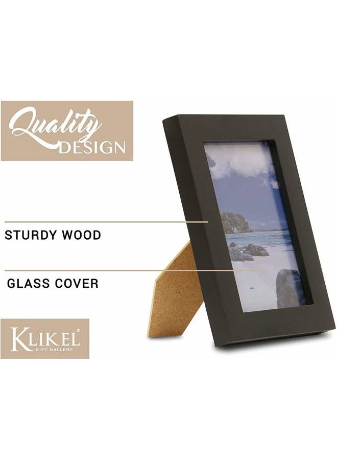 Klikel Black Picture Frame | Set of 2 4 X 5 Black Wooden Photo Frame | for Family Graduation Grandpa Picture Frames | Wall Hanging and Table Standing - Image 3