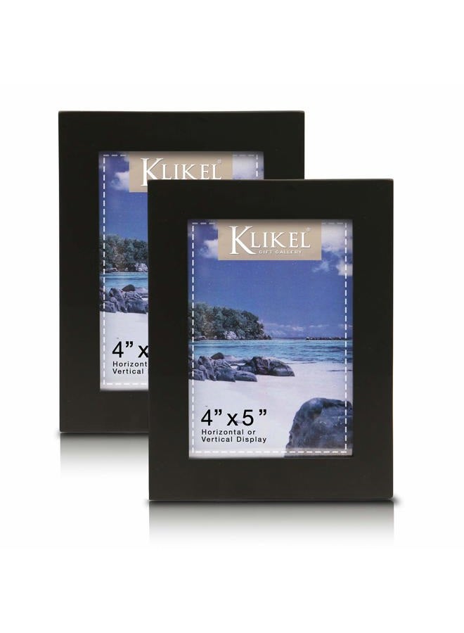 Klikel Black Picture Frame | Set of 2 4 X 5 Black Wooden Photo Frame | for Family Graduation Grandpa Picture Frames | Wall Hanging and Table Standing - Image 1