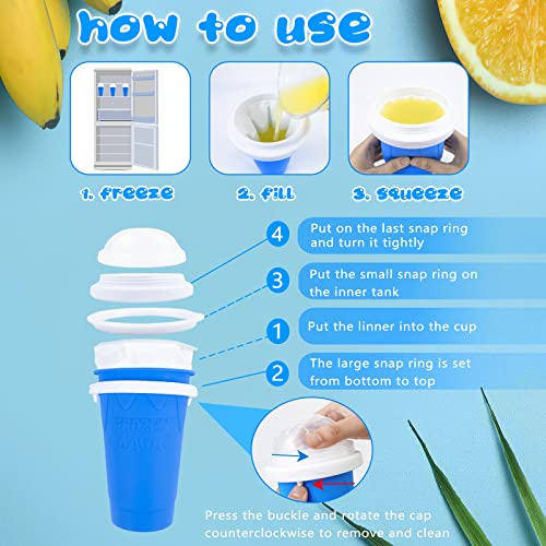 Hoinvaet Magic Slushy Maker Squeeze Cup Slushie Maker, Homemade Milk Shake Maker Cooling Cup Squee DIY it for Everyone (Blue) - Image 3