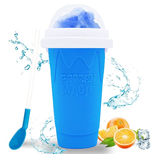 Hoinvaet Magic Slushy Maker Squeeze Cup Slushie Maker, Homemade Milk Shake Maker Cooling Cup Squee DIY it for Everyone (Blue) - Image 1