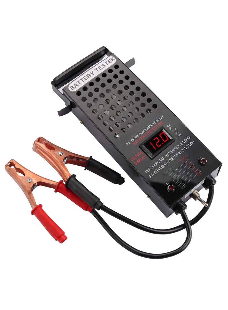 Car Battery Tester, 6/8/12/16/24V Battery Load Tester, Automotive Car Battery Load Tester, Battery Charging System Tester and Voltmeter Tester with LCD Display for SUV, Cars, Golf, Motorcycles - Image 1