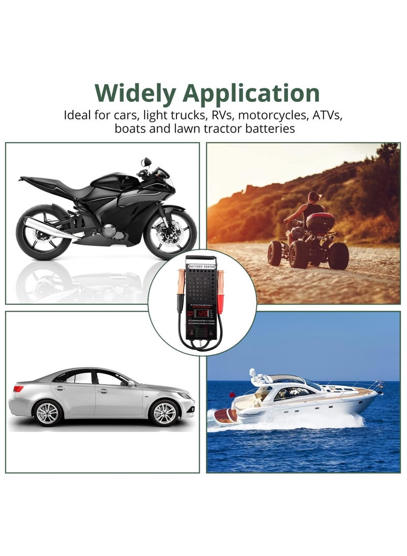 Car Battery Tester, 6/8/12/16/24V Battery Load Tester, Automotive Car Battery Load Tester, Battery Charging System Tester and Voltmeter Tester with LCD Display for SUV, Cars, Golf, Motorcycles - Image 5