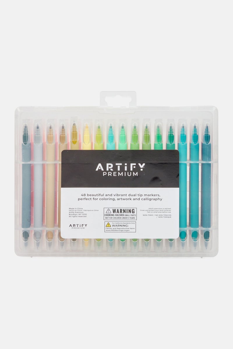 Artify 48 Beautiful And Vibrant Dual Tip Markers, Grey Combo - Image 2