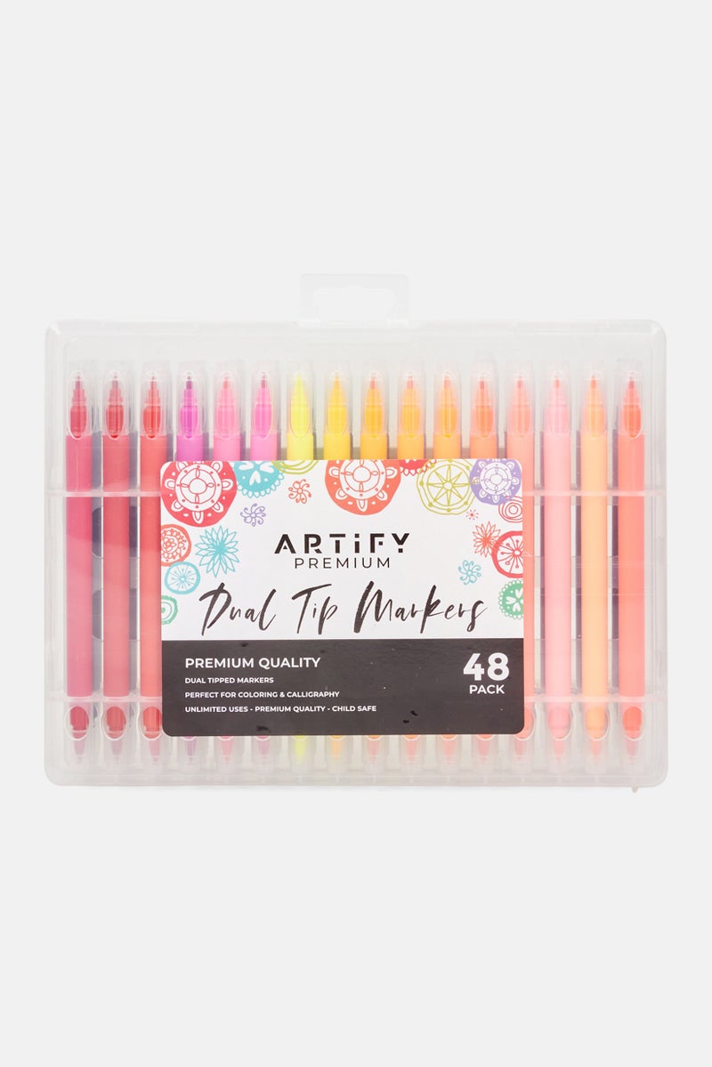 Artify 48 Beautiful And Vibrant Dual Tip Markers, Grey Combo - Image 1
