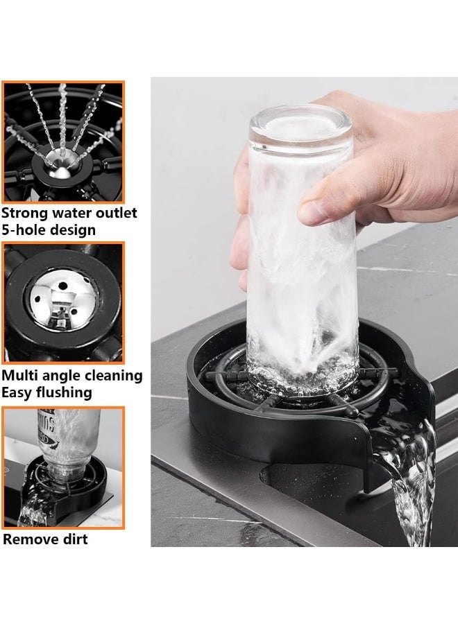 Artline حوض مطبخ أسود بوعاء واحد، حوض شلال من الفولاذ المقاوم للصدأ، حوض بار مع غسالة أكواب، حوض عمل مزرعة قابل للتثبيت/التحت مع ملحقات متعددة - Image 4