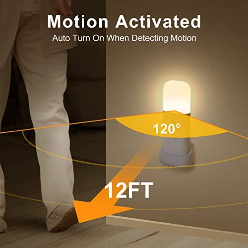 YELKO Motion Sensor Night Light Indoor, 2000mAh Battery Operated Lights, Rechargeable Motion Activated Nightlights,Cordless Dimmable LED Nursery Night Lights for Home(2Pack,Warm White) - Image 3